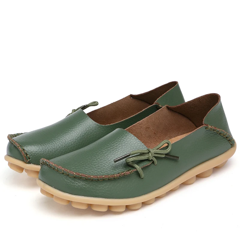 Army Green Aphixta/обувь из натуральной кожи; женские лоферы; туфли на плоской подошве; мокасины; женская обувь из коровьей кожи; женские балетки на плоской подошве - Цвет: Army Green