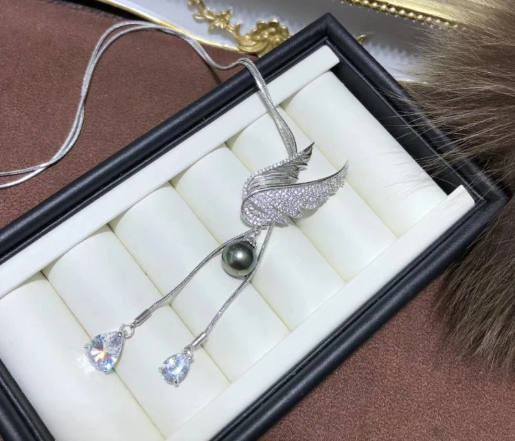 14K позолоченная цепочка для свитера с дизайном в форме крыльев Ангела подвеска