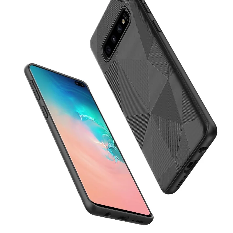 Newest Geometric Grinding Sot TPU Case For Samsung S10 S10Plus S10E Cover Fashion Black Frosted Business Coque |