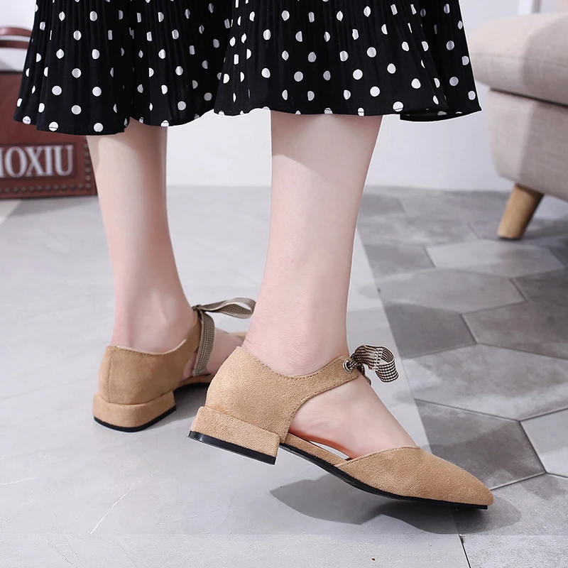 

New 2019 Spring Women Low Heel Elegant Flock shoes Handmade Thick Heel Top qualitySandals Square Toe Girls Gladiator Shoes Woman
