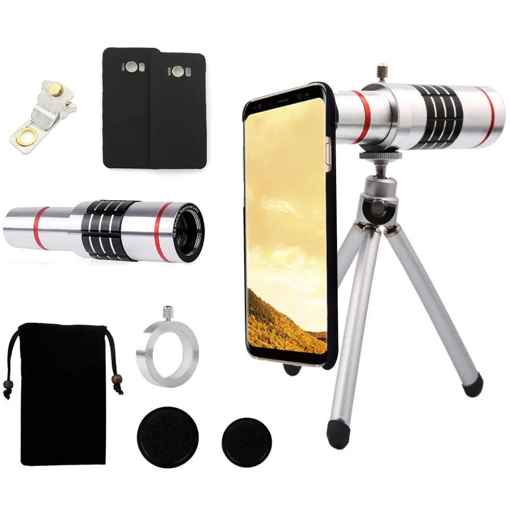 18x Лупа Ручной фокус телеобъектив + чехол для телефона салфетка очистки селфи