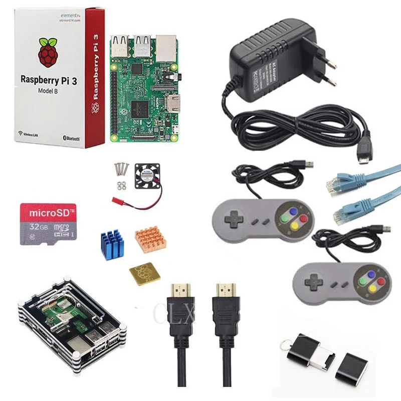 Raspberry Pi 3 Model B + (B Plus) комплект мощность 32G sd карта кабель HDMI теплоотвод акриловый