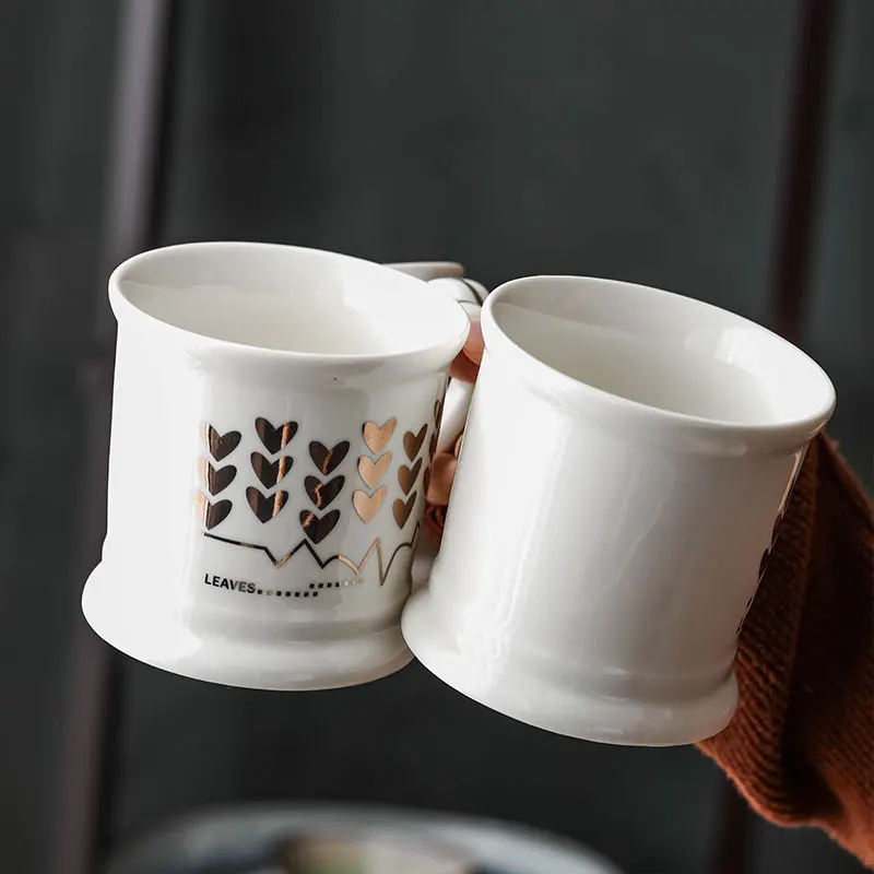 NEW Creative Vintage Gold Love Ceramic Coffee Mug Porcelain Juice Drinking Water Milk Tea Cup Gift for Friend Couple | Дом и сад