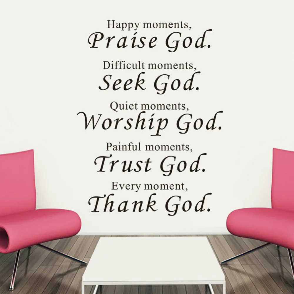 

Bible Wall stickers home decor Praise Seek Worship Trust Thank God Quotes Christian Bless Proverbs PVC Decals Living room mural