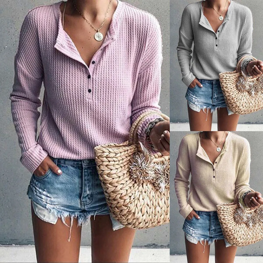 Осень Новый 2018 В шеи футболки Лидер продаж с длинным рукавом однотонные короткие