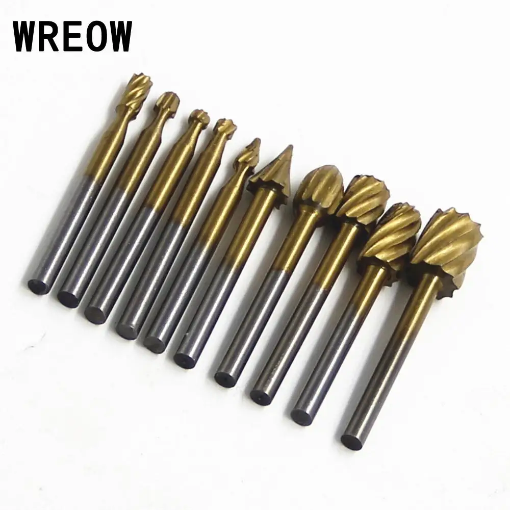 

10pcs/Set Files HSS Routing Rotary Milling Cutter Tool Rotary File Cutter Woodworking Bur Bit Engraving Bits Tool B3