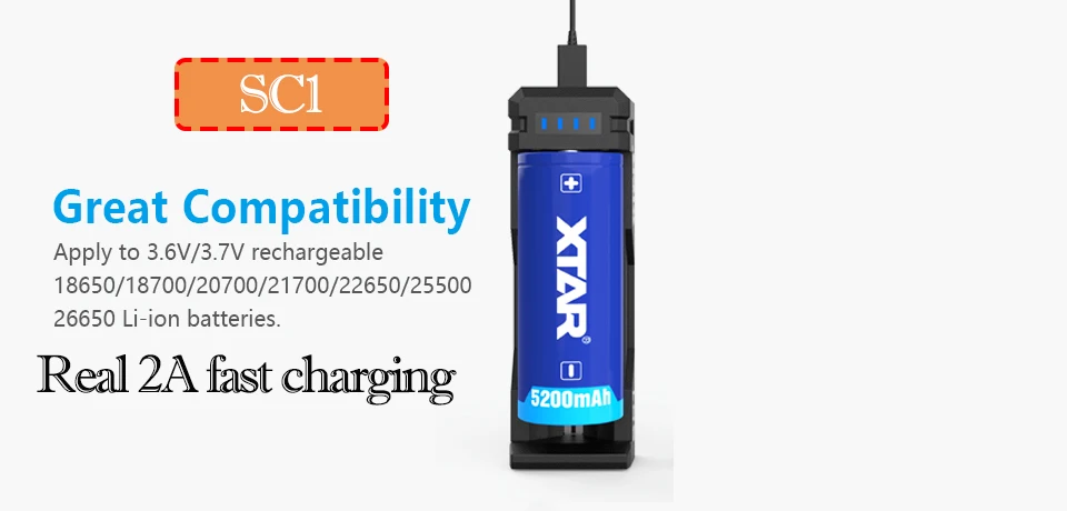 XTAR VC4S красочный VA ЖК-экран 3A зарядное устройство используется для IMR литий-ионная аккумуляторная батарея 18650/26650/10440/16340 - Цвет: SC1