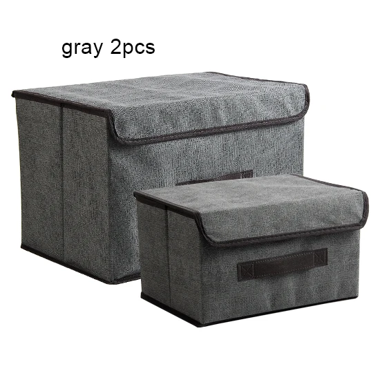 gray-2pcs Коробка для хранения одежды с крышкой одежда носки игрушки закуски разное Oraganier Косметика Домашняя одежда коробка для хранения ящики/Органайзер - Цвет: gray-2pcs