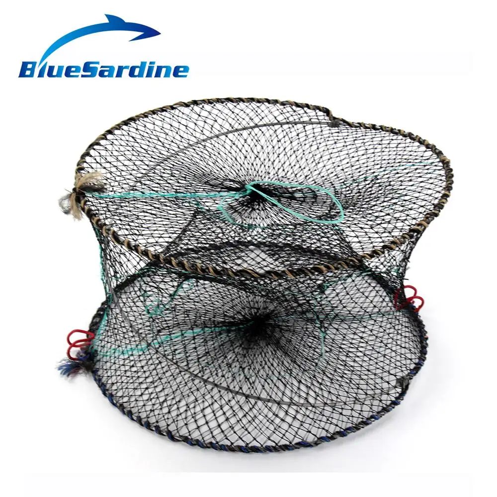

Рыболовные сети BlueSardine, круглая нейлоновая ловушка для ловли рыбы, креветки, 40 х40 см