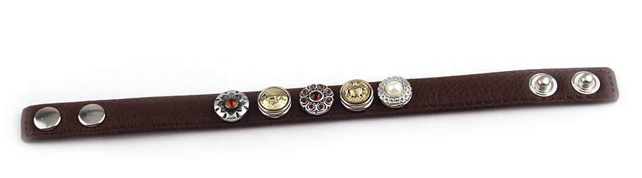 Браслеты из коричневой кожи 1 2 см 5 металлических кнопок|button jewelry|leather braceletflower bracelet