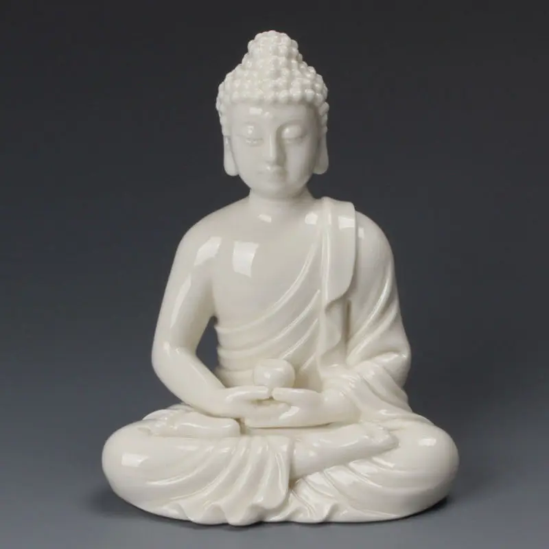 Китай белый фарфор Dehua Шакьямуни татхагата Amitabha статуя Будды|Статуи и скульптуры|
