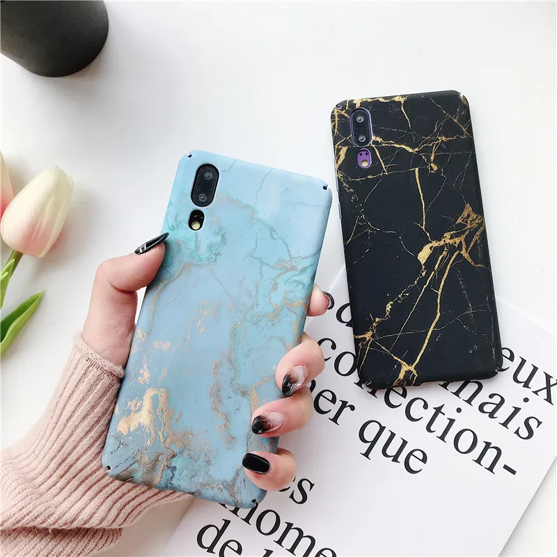Чехол для телефона LANCHE Marble Матовый Жесткий чехол из поликарбоната Huawei P20 Lite P30 Pro