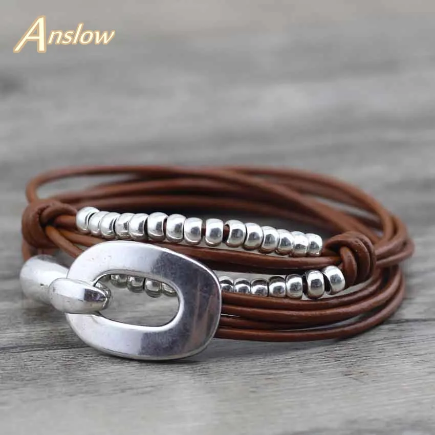 Мужской винтажный браслет Anslow из натуральной кожи ручной работы подарок на день