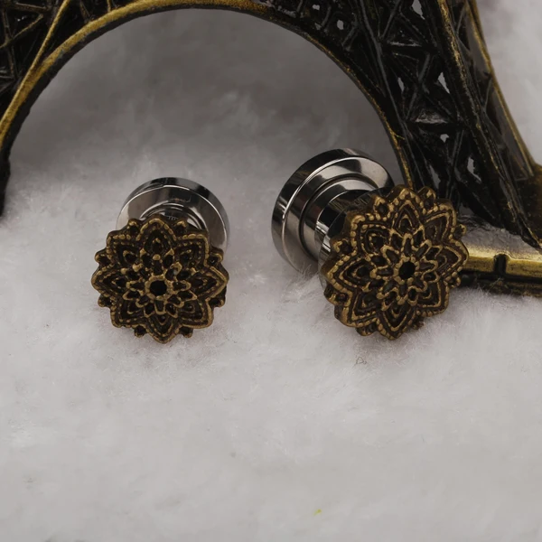 Розничная 1 шт. ухо расширитель пронзительный ретро цветок беруши тоннели