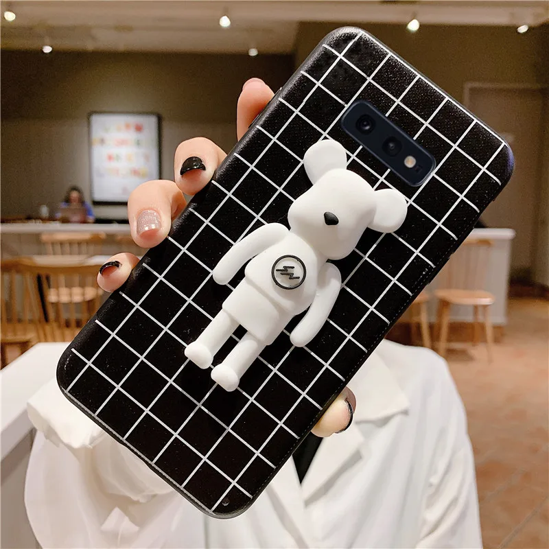 3D Классическая линия квадратный жестокий медведь чехол для samsung Galaxy S10 S10E S9 S8 S6 S7