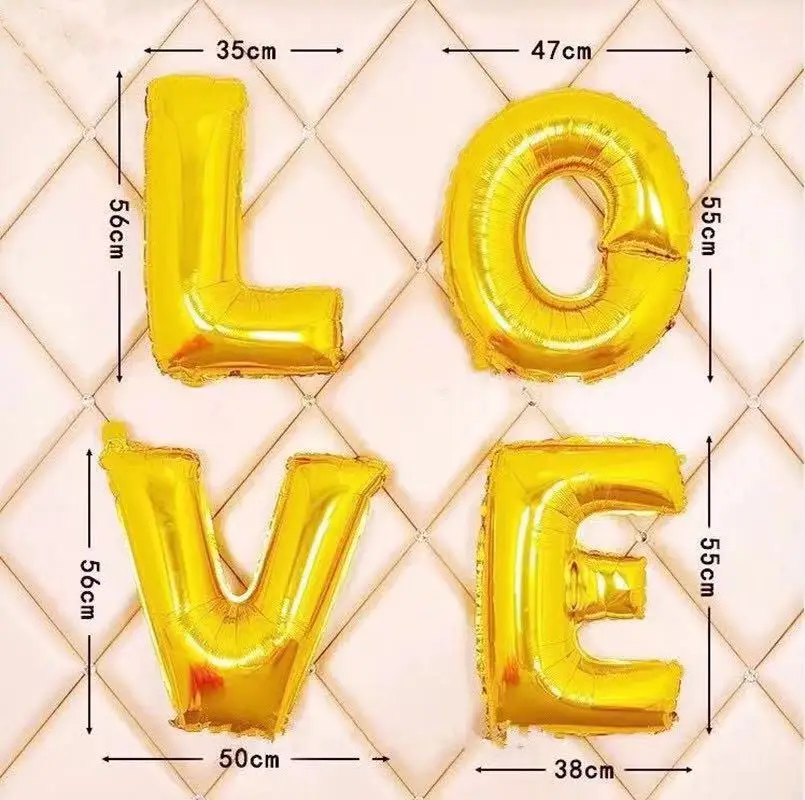 1pc Giant Gold Silver Love Balloons Marriage Wedding Party Cursive Engagement Decorations Bride Shower Birthday Gifts Supplies | Дом и сад