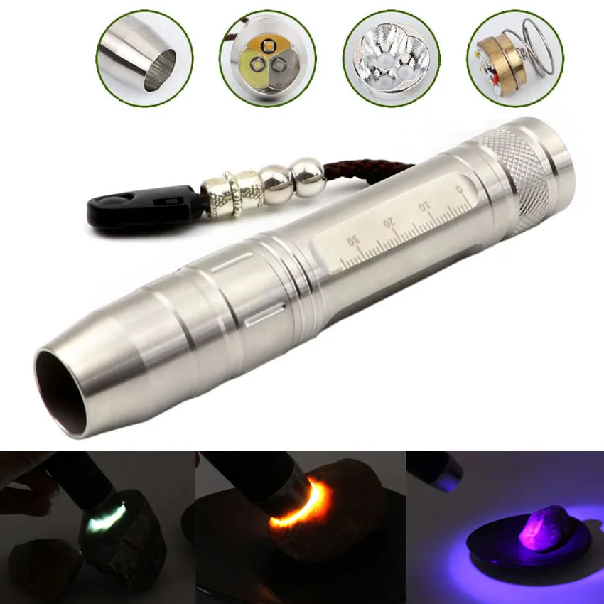 Нержавеющая сталь 3 светодиодный s вспышка светильник фонарь 395nm 365nm UV R5 холодный