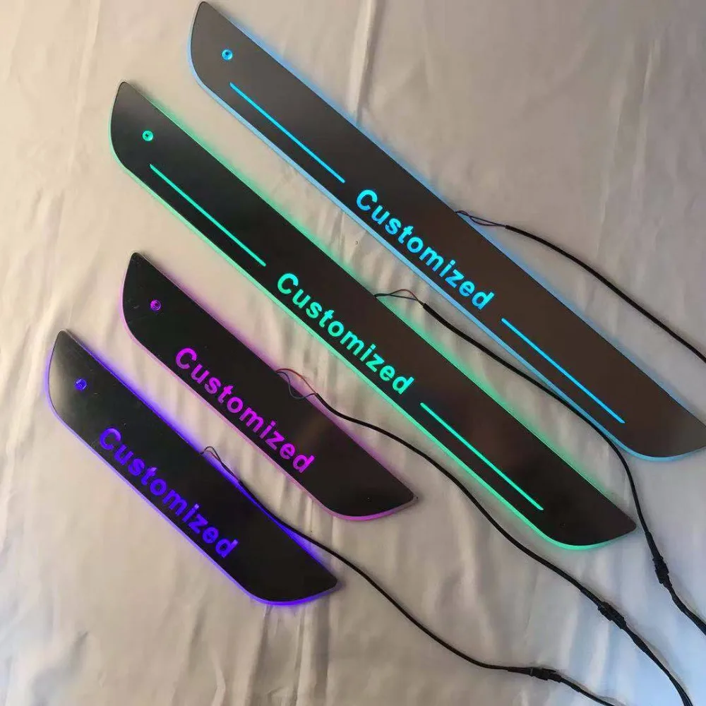

RQXR led moving door scuff for Lexus dynamic door sill plate flat lining overlays flowing light multi colors