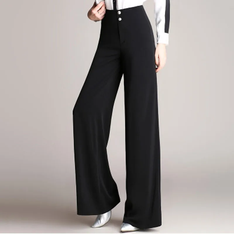 2019 Осень Зима Высокая талия стиль женские брюки с широкими штанинами Свободные