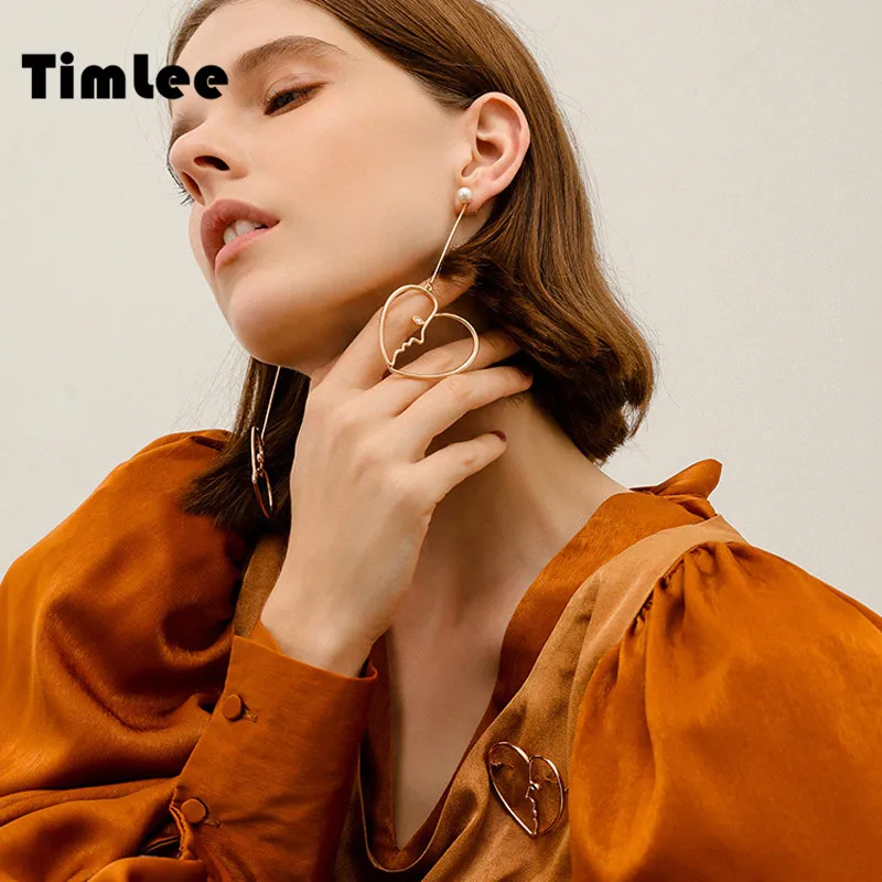 Timlee E238 Бесплатная доставка Новые Простые индивидуальные длинные висячие серьги