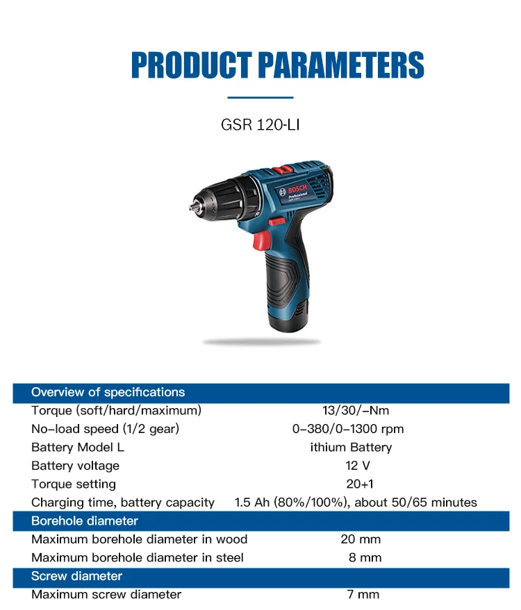 Bosch GSR 120-Li ручная дрель 12 В Электрическая дрель бытовой Электроинструмент отвертка