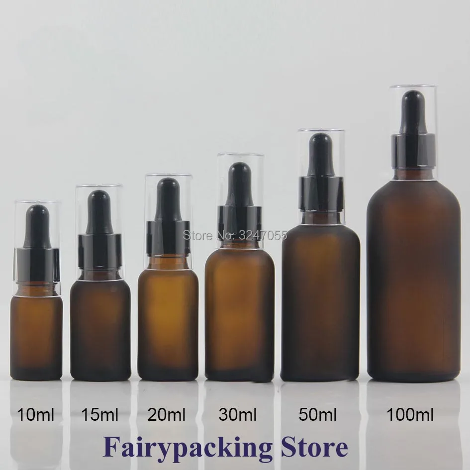 10ml15ml20ml30ml50ml100ml Frosted Brown Glass Cosmetic Essential Oil Pipette Bottle,Empty Matte Amber Reagent Serum Dropper Vial