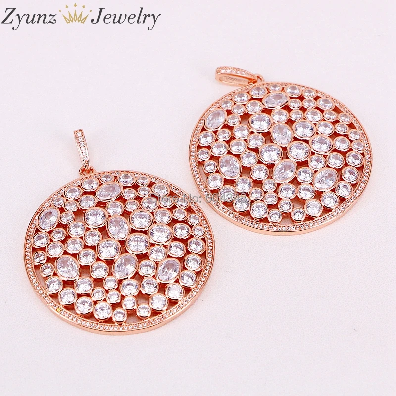 

4 Strands ZYZ302-6793 Micro Pave CZ Zirconia Round Pendant Necklace Collar