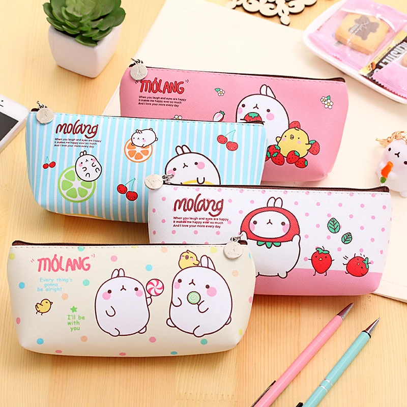 Kawaii Rabbit Водонепроницаемый чехол карандаш из ткани Оксфорд сумка для девочек милый розовый большой футляр