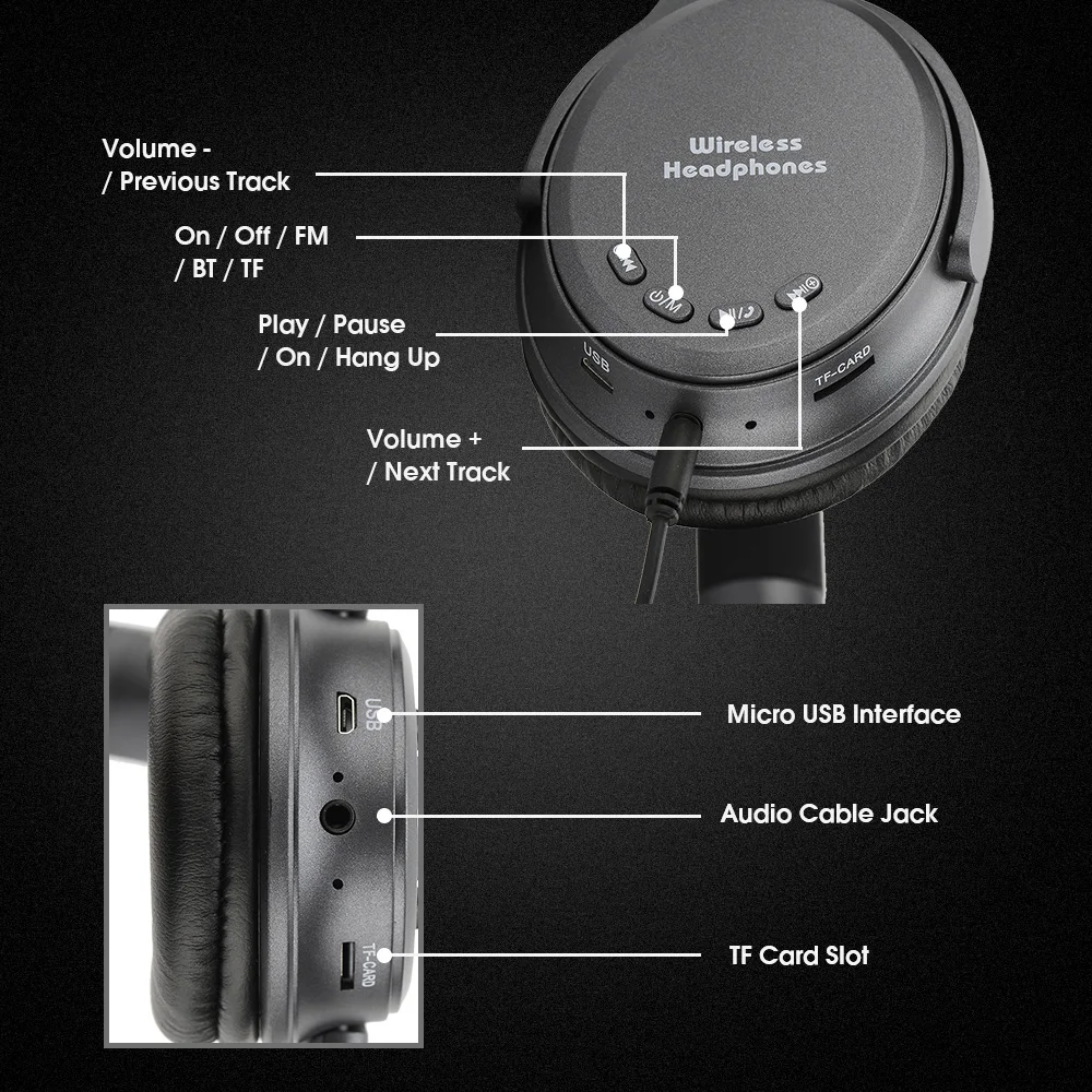 Беспроводные наушники DH888 Bluetooth 5 0 складные стерео бас повязка на голову слот для