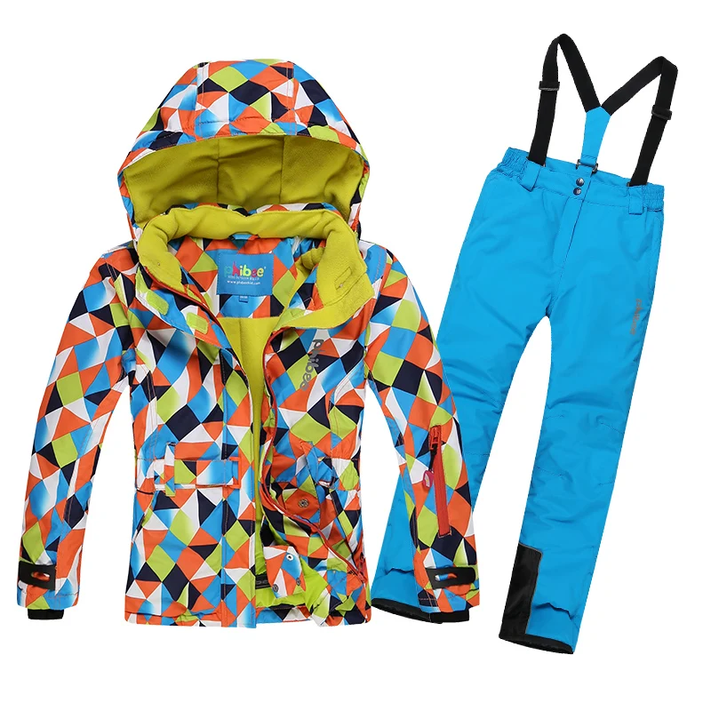 Зимние лыжные комплекты для девочек ветрозащитные куртки с капюшоном штаны
