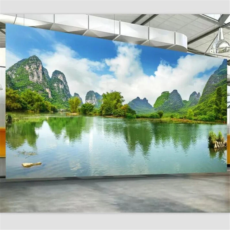 Обои на заказ для гостиной спальни фотообои HD Guilin пейзажи чистая вода шоу