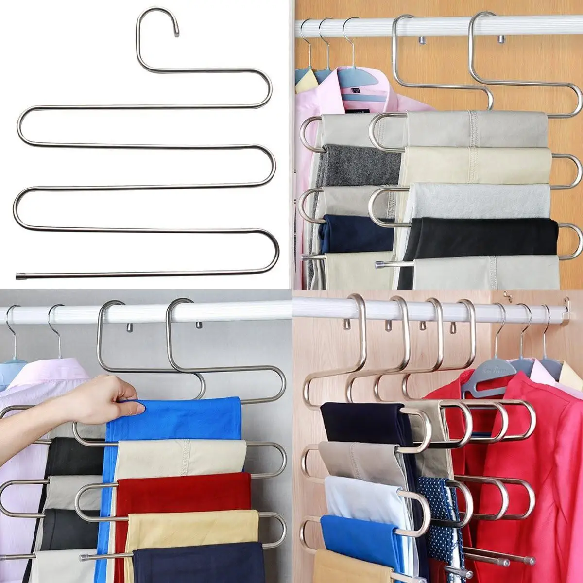 Pants Hanger Fashion Layers Trousers Organizer Hanging Clothes Rack Household Supplies storage shelf | Дом и сад