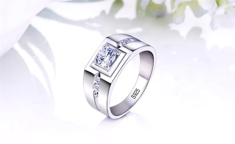 Пасьянс мужское кольцо 925 пробы серебро 0.5ct AAAAA cz Камень Обручальное кольцо кольца для мужчин Роскошные вечерние ювелирные изделия