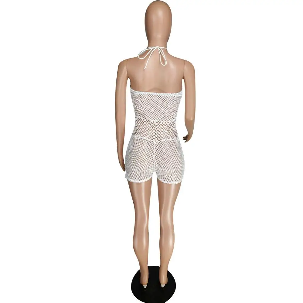 

Sexy Hole Halter Crochet Bikini Fashion Holiday Bandage Slim Off Shoulder Bating White Beachwear Swimwear