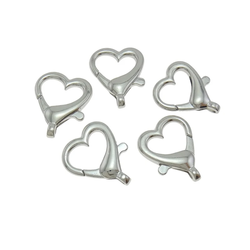 

25pcs 22x26x5mm Heart Design Silver Color Lobster Clasp Clips Key Split Key Ring Findings Clasps For Keychains Making Llaveros