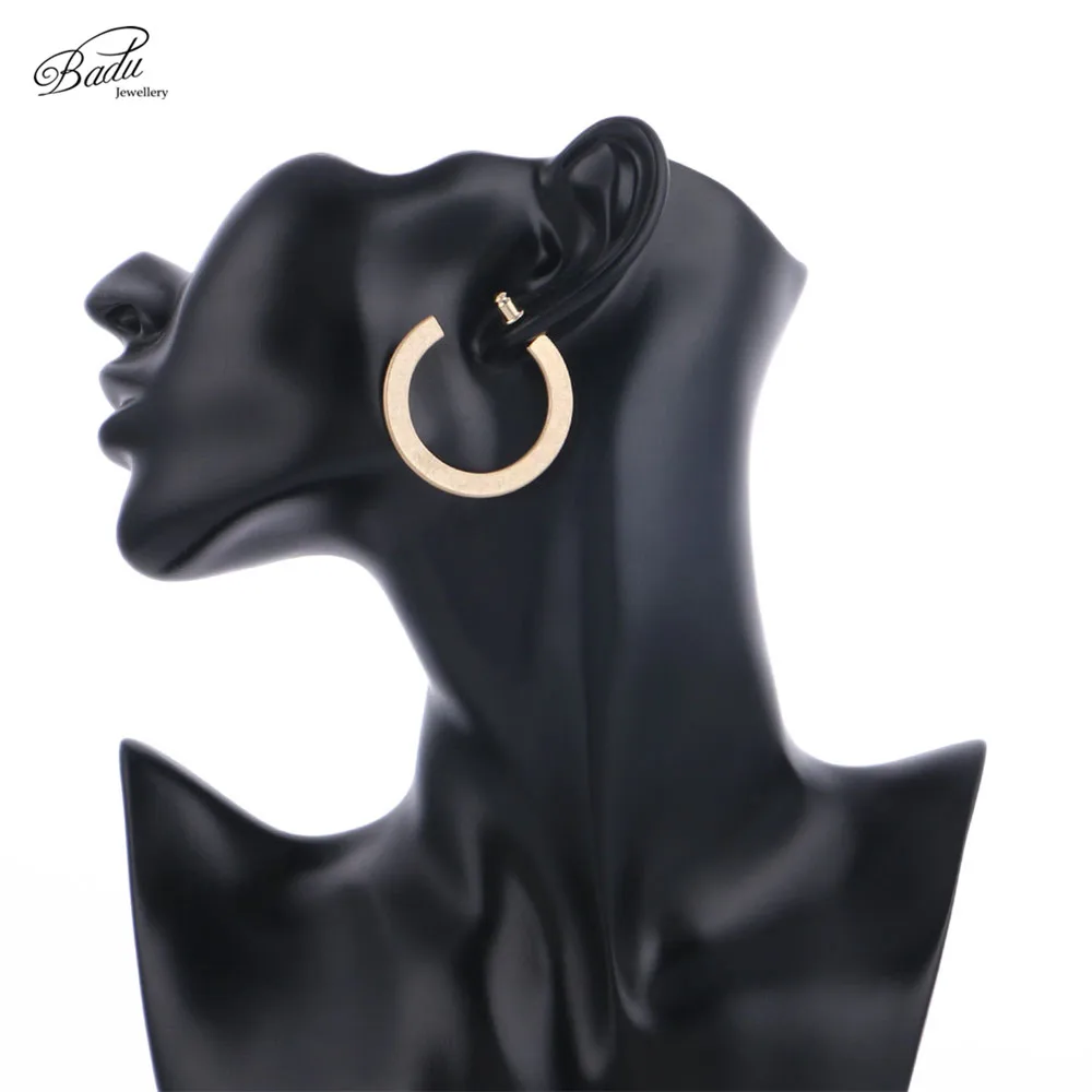 Badu Round Stud Earring Golden Punk Vintage Retro Style Jewelry Women Fashion Frosted Gold Studs Wholesale | Украшения и
