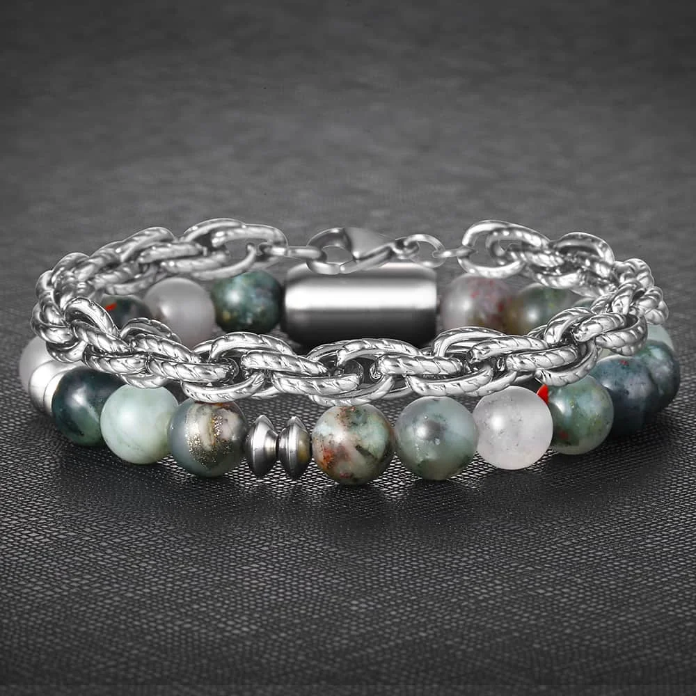 2 шт./компл. браслет из натурального камня для мужчин Африканский кровяной камень