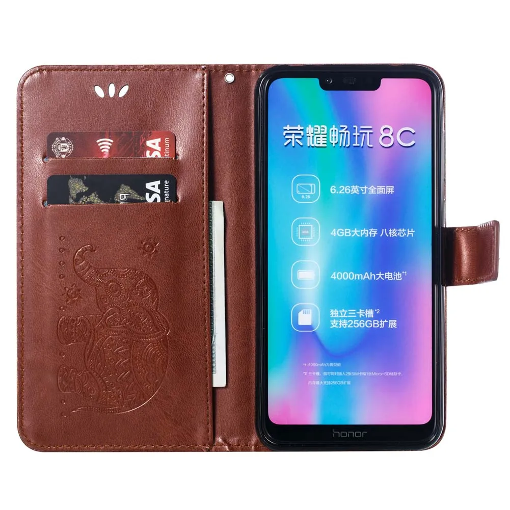 Флип чехол для Huawei Y7 Y 7 2019 DUB LX1 со слоном кожаный Prime DUB_LX1 чехлы