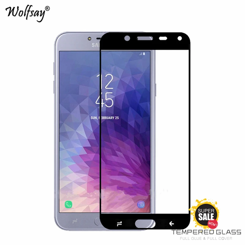 Protector de pantalla de vidrio templado para Samsung Galaxy J4 2018, pel&iacute;cula de tel&eacute;fono J400, pegamento completo, 2 uds.-0