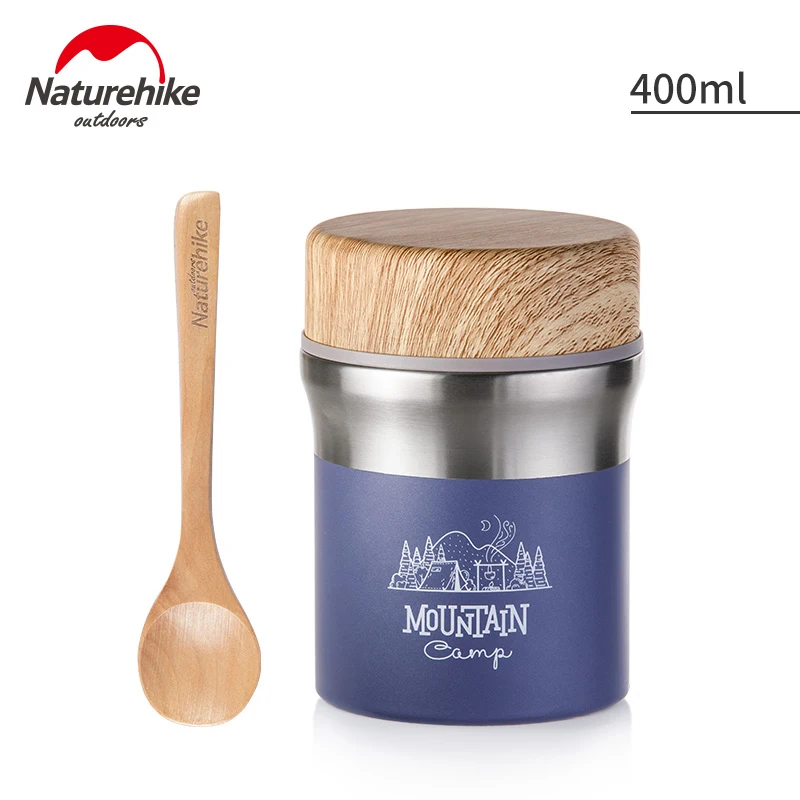 Purple 400ML Naturehike открытый тепловой Ланч-бокс Посуда Вакуумная чашка для воды 300 мл 400 мл бутылка из нержавеющей стали Портативный для пикника с ложкой - Цвет: Purple 400ML