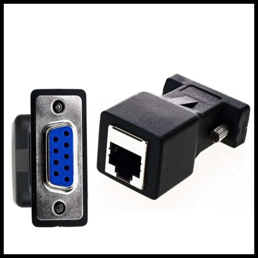Новое поступление DB9 RS232 штекер/гнездо на гнездо RJ45 переходник COM порта Ethernet порт