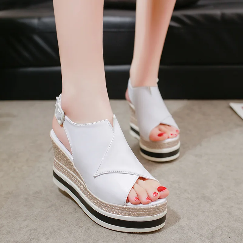 

Arrival Woman Summer Casual Genuine Leather Thick Sole Shoes Women Creepers Casual Breathable Flat Platform Shoes 2019