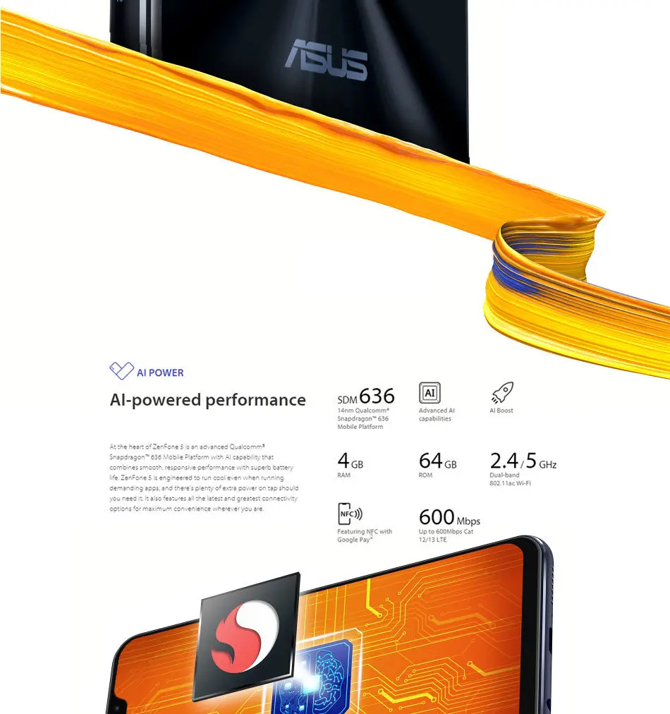 Смартфон ASUS Zenfone 5 ZE620KL 6," 19:9 FHD+ 4 Гб+ 64 Гб Qualcomm Snapdragon 636 3300 мАч аккумулятор Android мобильный телефон