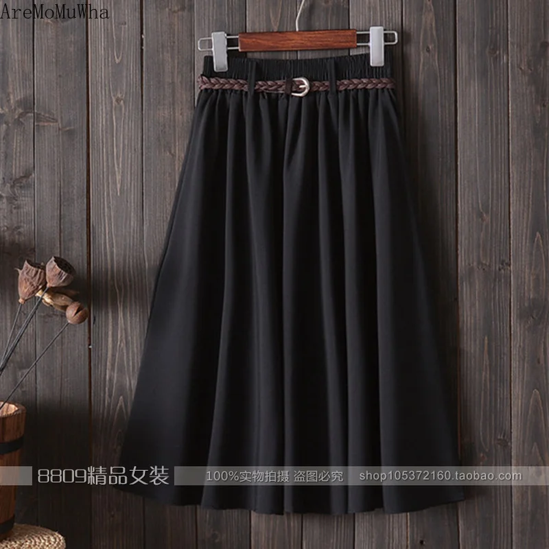 AreMoMuWha Summer New Medium Long A-line Skirt Umbrella Small Fresh Student Half-length Wild Retro Art MH288 | Женская одежда