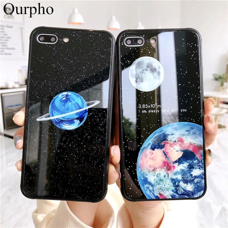 Ourpho модный светящийся чехол для телефона из закаленного стекла iphone XS MAX XR 6 6s 8 7 plus X