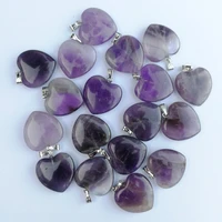fashion good quality purple crystal 20mm heart natural stone pendants charm jewelry love pendant for jewelry making 50pcslot