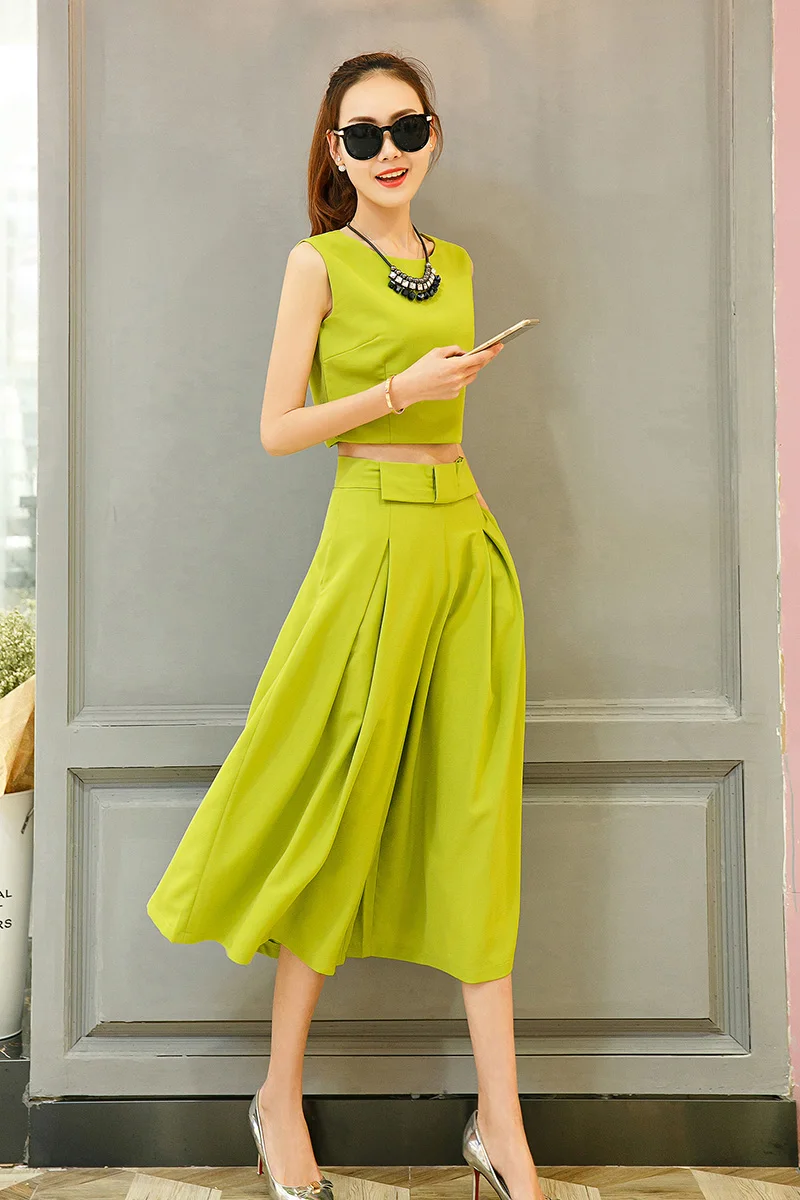 Женские костюмы и комплекты. Элегантные брюки для дам. Новая мода 2016 года. Рукава отсутствуют. Летние брюки. Размеры плюс. 2-х частный набор для женщин.