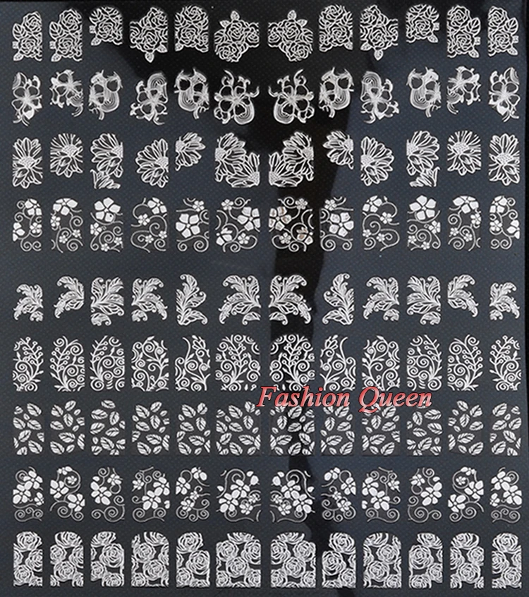 Переводные картинки для ногтей 108 шт./лист высокое качество серебристые