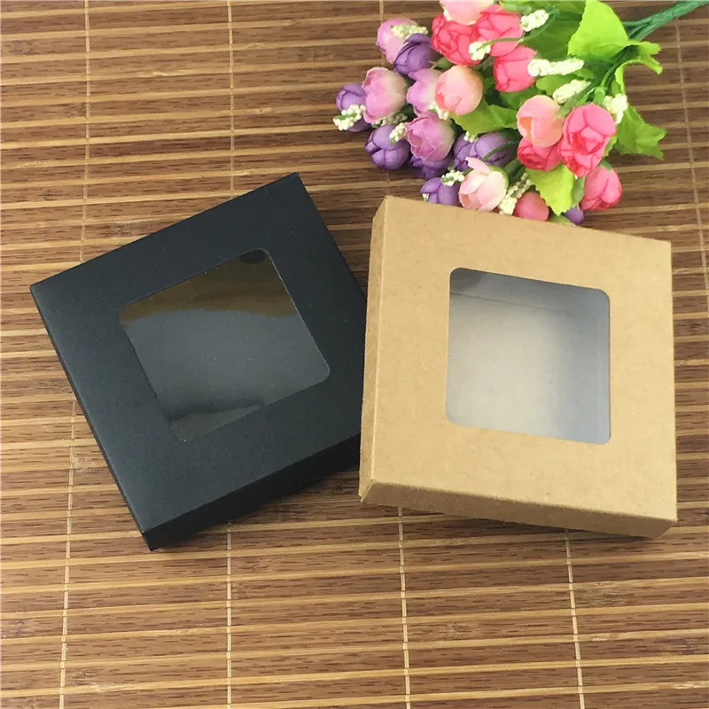

20Pcs/Lot Paper Jewelry Sunroof Box Plastic PVC Window 12.5x12.5x2.5cm For Packing Display Handmade Candy Chocolate Egg Tart Box