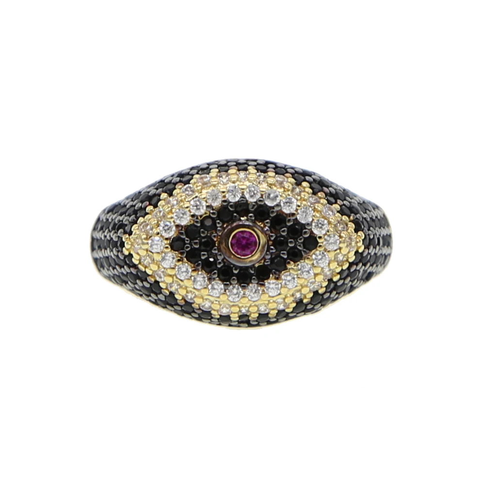 Женское Обручальное Кольцо rainbow CZ evil eye Золотое кольцо с фианитами ювелирные